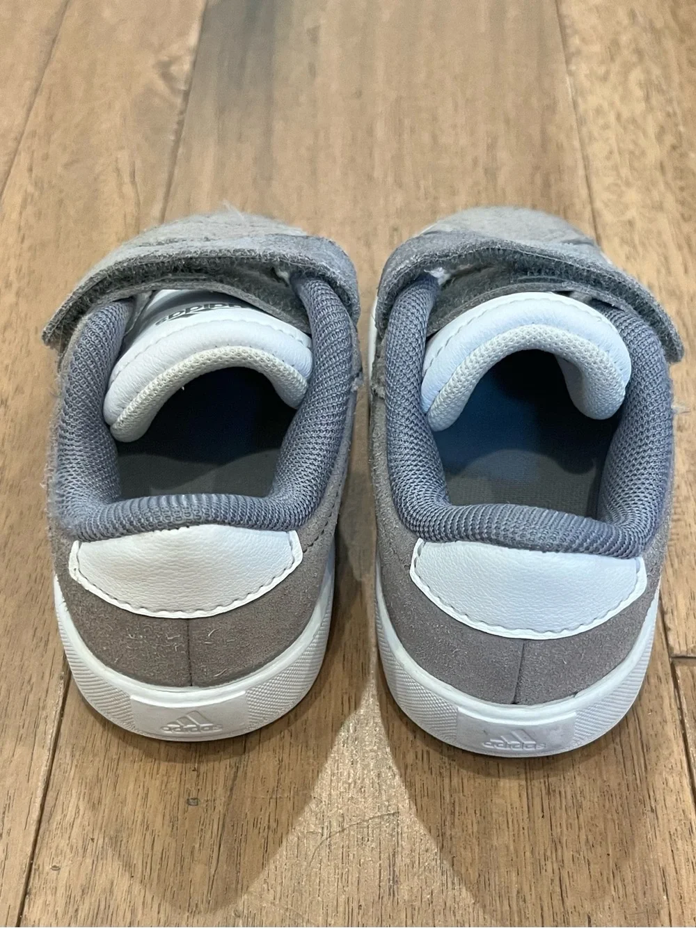 adidas Kids Gray Suede Velcro Sneakers